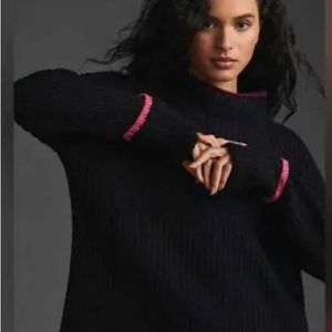 Anthropologie Maeve Mock Neck Color Tipped Sweater